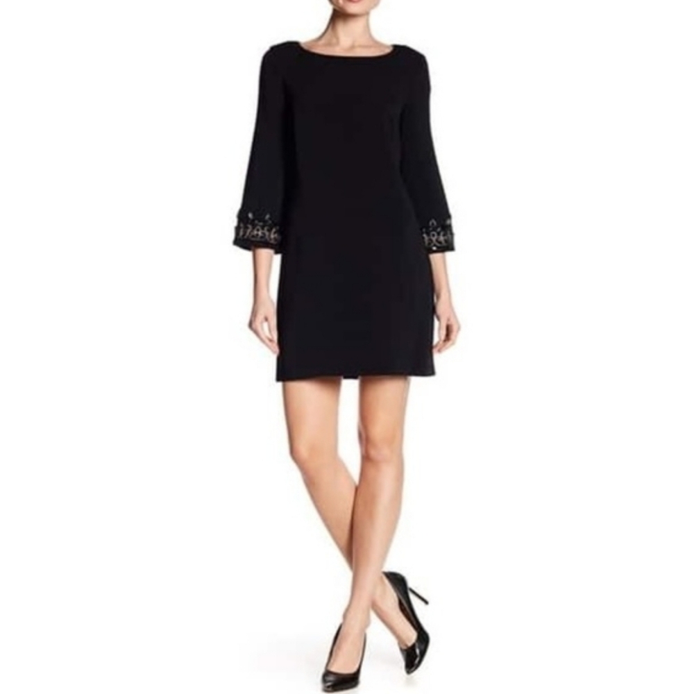 Laundry By Shelli Segal Black Beaded Sleeve Dress